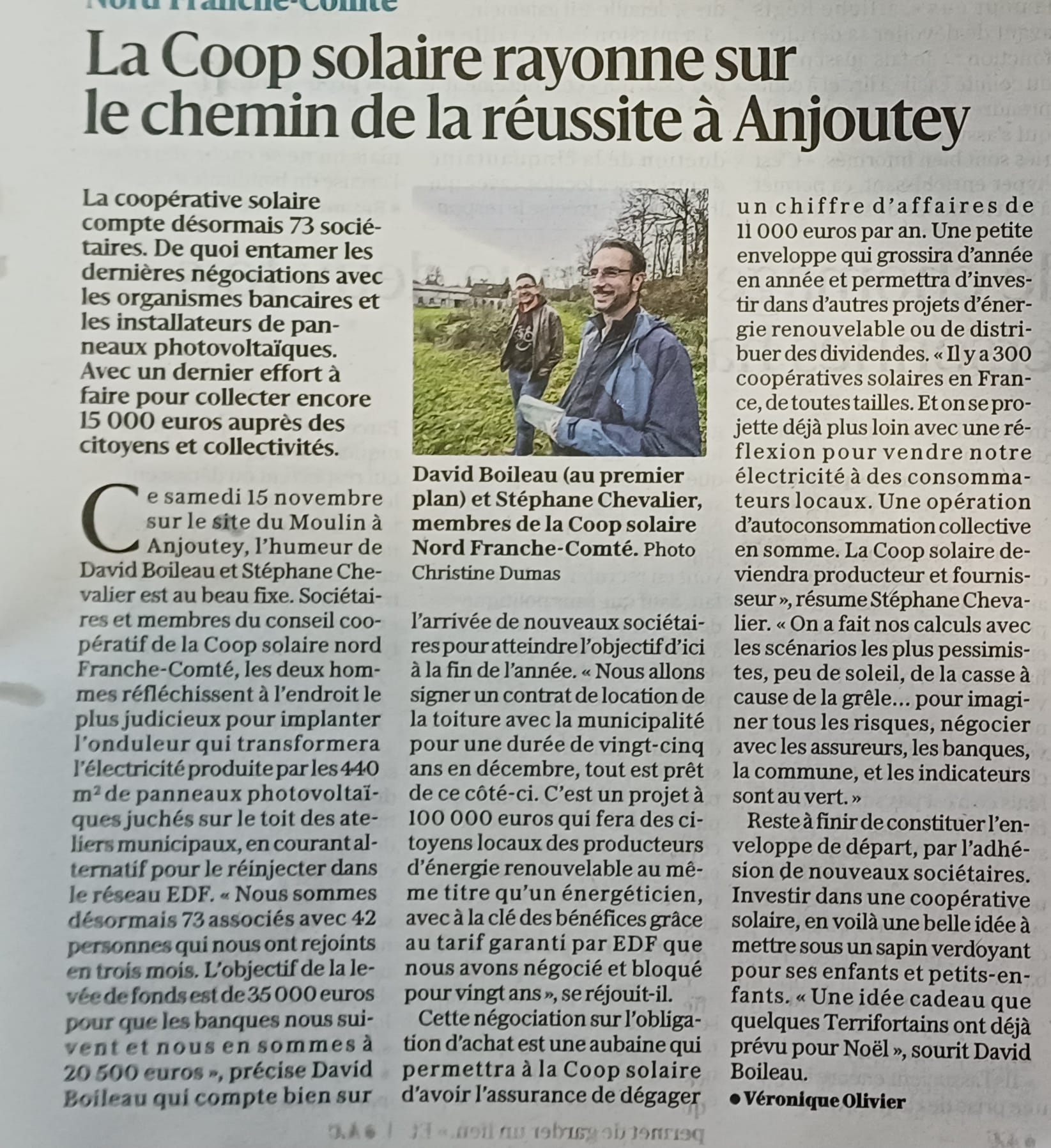 On parle de nous ! La Coop solaire rayonne sur le chemin de la réussite à Anjoutey
